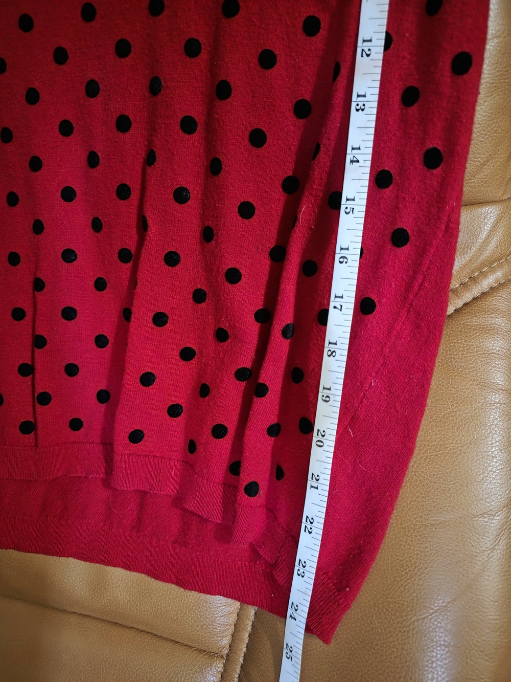 Cute Rockabilly Red Polka Dot Sweater with Black Peter Pan Collar - Picture 6 of 7
